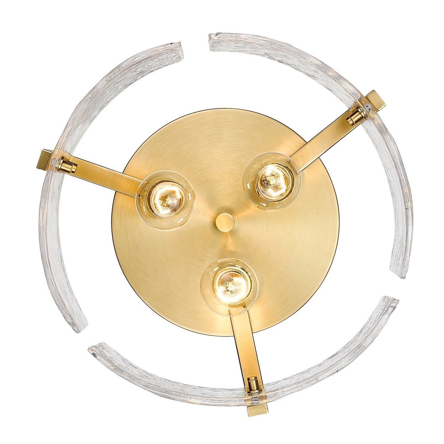 Hammered Water Glass Ceiling Light -  Gold Drum Flush Mount Light